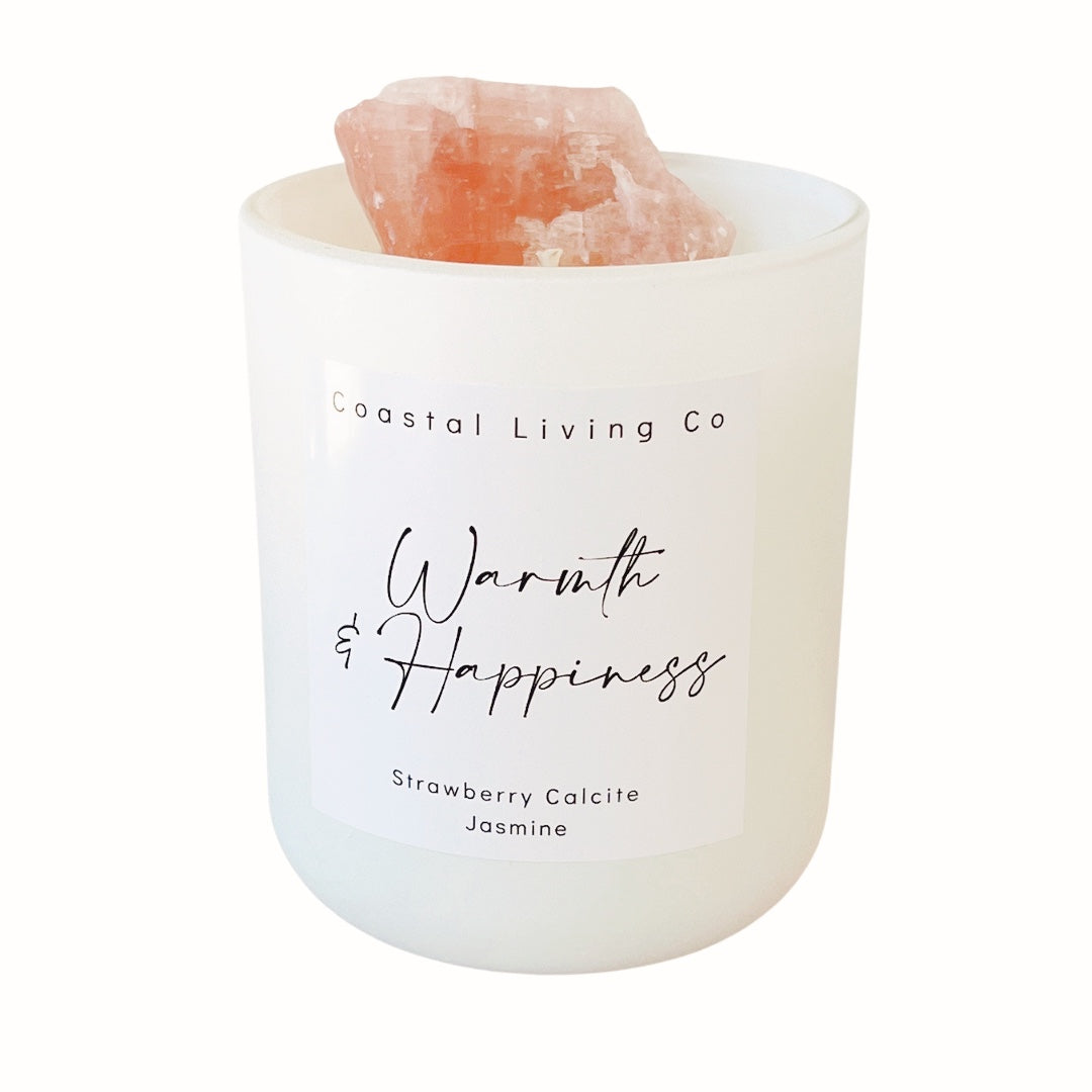 Strawberry Calcite Warmth & Happiness Crystal Candle
