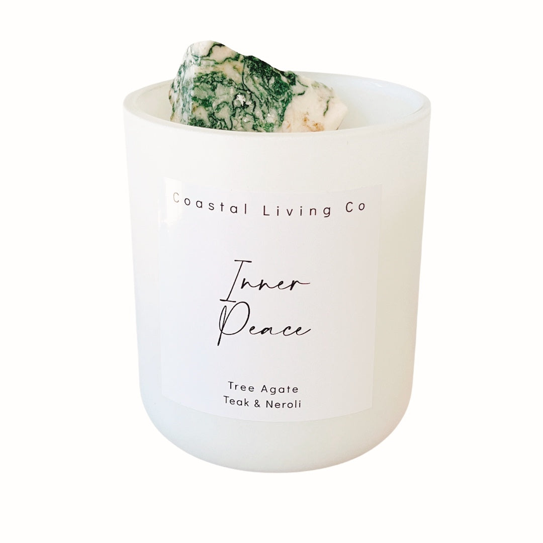 Tree Agate Inner Peace Crystal Candle