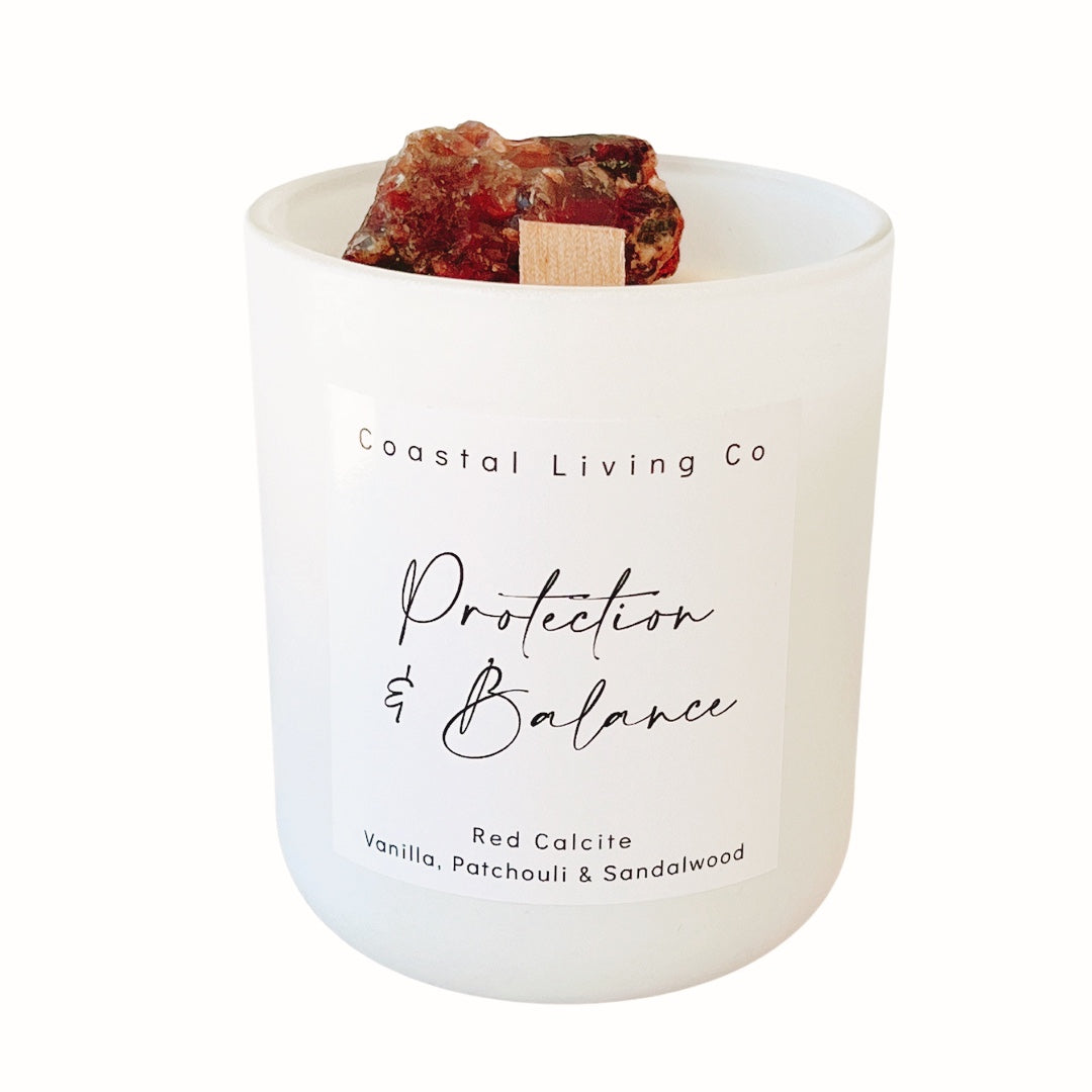 Red Calcite Protection & Balance Crystal Candle