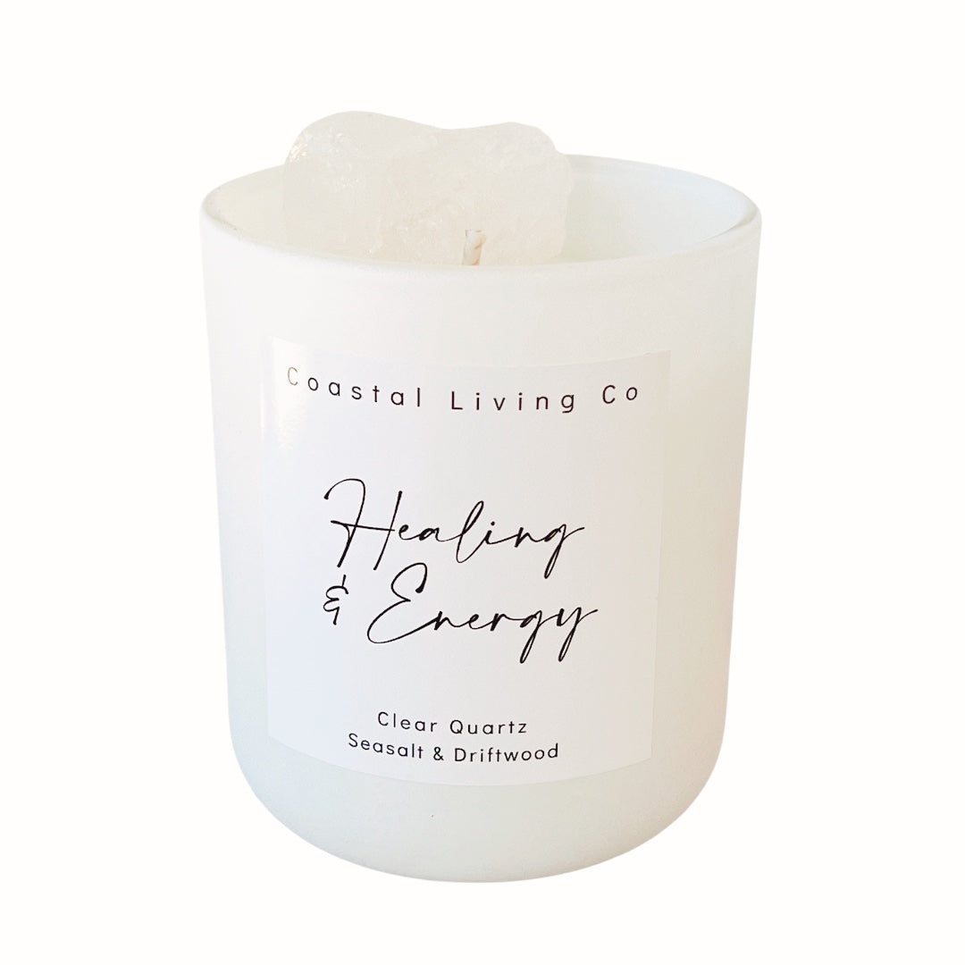 Clear Quartz Healing & Energy Crystal Candle